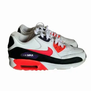 Youth NIKE AIR MAX 90 LEATHER GS 'WHITE BRIGHT CRIMSON' Size 6.5