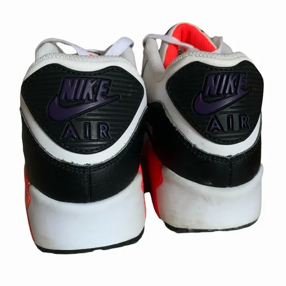 Youth NIKE AIR MAX 90 LEATHER GS 'WHITE BRIGHT CRIMSON' Size 6.5