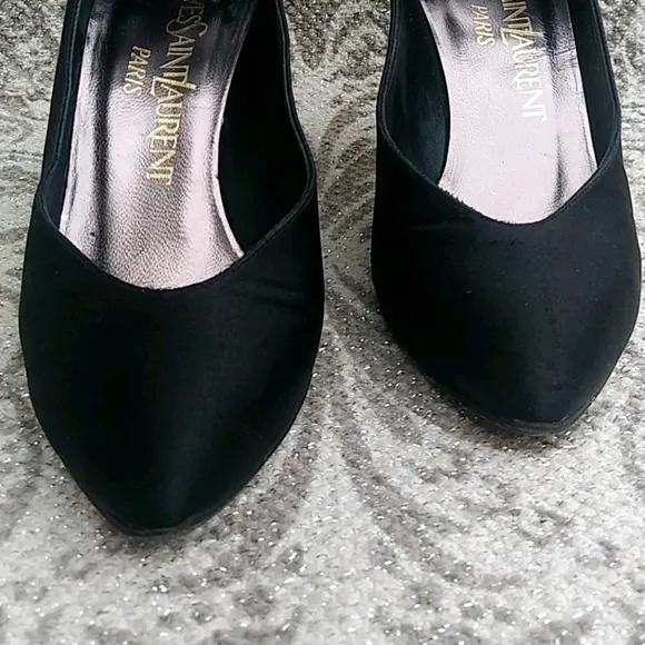 Yves Saint Laurent Paris Vintage Satin Black Dress Heels