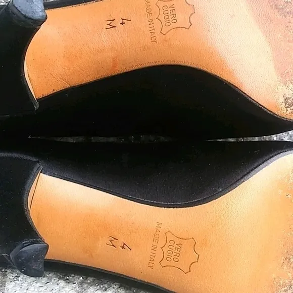 Yves Saint Laurent Paris Vintage Satin Black Dress Heels