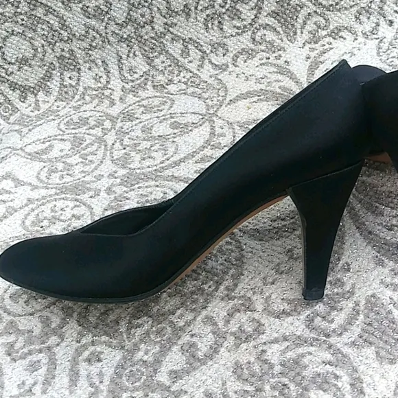 Yves Saint Laurent Paris Vintage Satin Black Dress Heels
