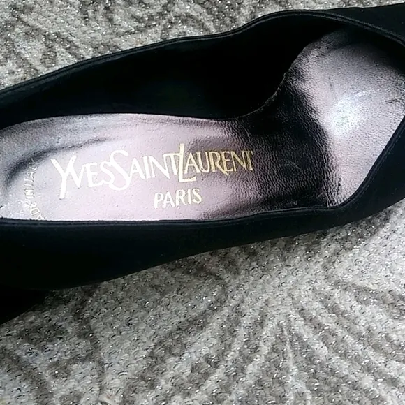 Yves Saint Laurent Paris Vintage Satin Black Dress Heels