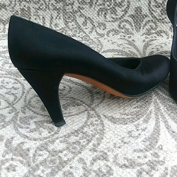 Yves Saint Laurent Paris Vintage Satin Black Dress Heels