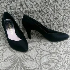 Yves Saint Laurent Paris Vintage Satin Black Dress Heels
