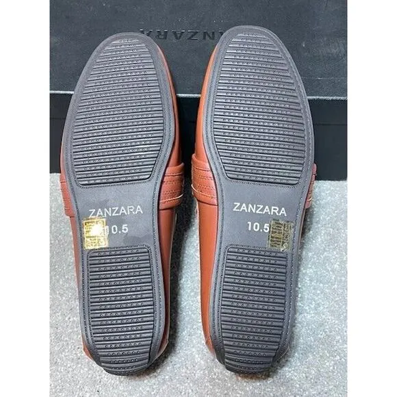 Zanzara Shoes Mens 10.5 Van Eyck Leather Loafer Slip On Casual Brown