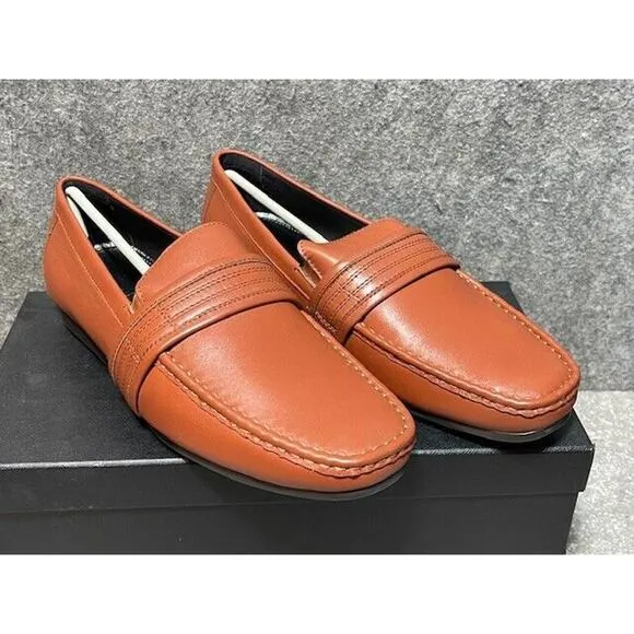 Zanzara Shoes Mens 10.5 Van Eyck Leather Loafer Slip On Casual Brown