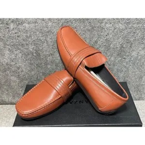Zanzara Shoes Mens 10.5 Van Eyck Leather Loafer Slip On Casual Brown