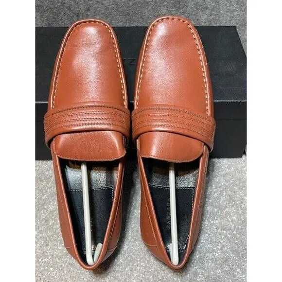 Zanzara Shoes Mens 10.5 Van Eyck Leather Loafer Slip On Casual Brown