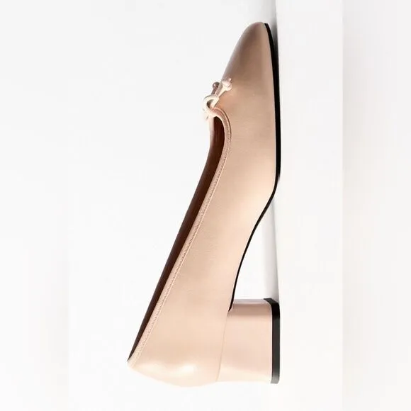 Zara Block Heel Leather Shoes Heels New