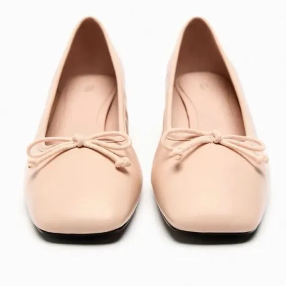 Zara Block Heel Leather Shoes Heels New
