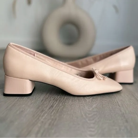 Zara Block Heel Leather Shoes Heels New