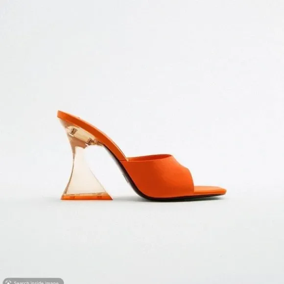 ZARA Heeled Sandals Orange
