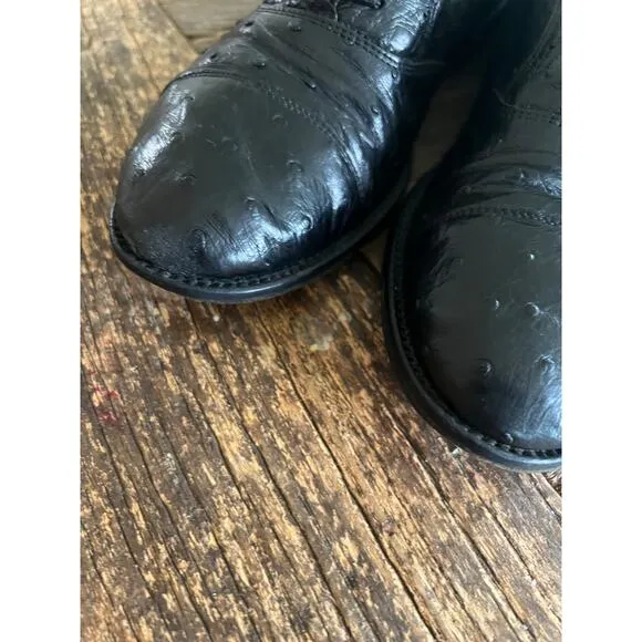 Zelli Made in Italy Ostrich Quill Oxford Casual Dress Shoes Size 8.5 M JP
