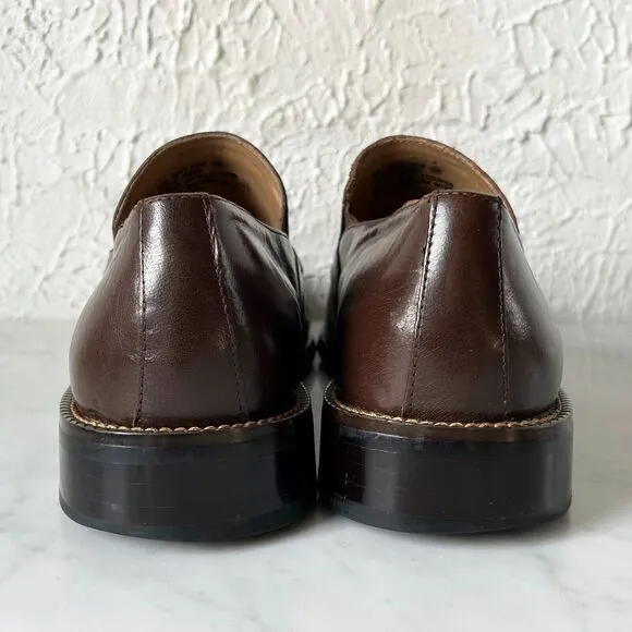 Zengara Brown Leather Square Toe Loafers - Men's Dress Shoes 8.5 M